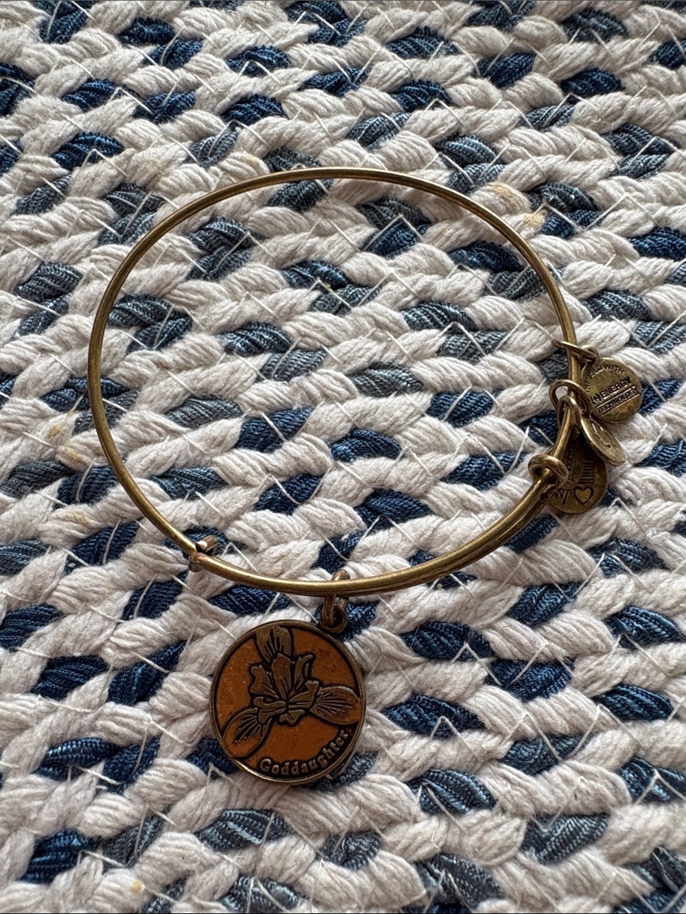 Alex and Ani Gold Floral 'Goddaughter' Charm Bangle